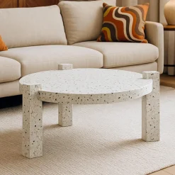 Table basse ronde moderne Titouan Effet Terrazzo