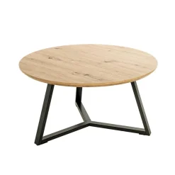 Table basse ronde plateau décor chène