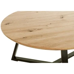 Table basse ronde plateau décor chène