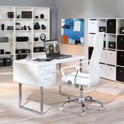 Table Bureau 2 tiroirs blanc HENRY