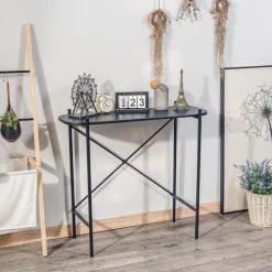 Table console design industriel en bois Noir