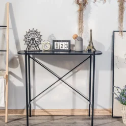 Table console design industriel en bois Noir
