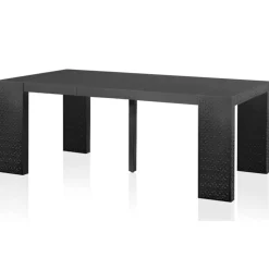 Table console extensible 200cm moulures orientales Nassau Morocco Noir mat