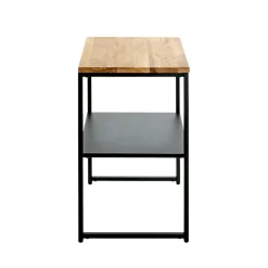 Table d'appoint à deux niveaux chène et métal