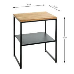 Table d'appoint à deux niveaux chène et métal
