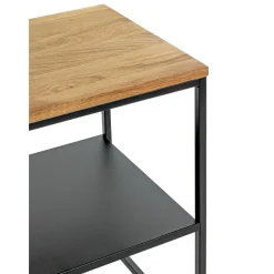 Table d'appoint à deux niveaux chène et métal