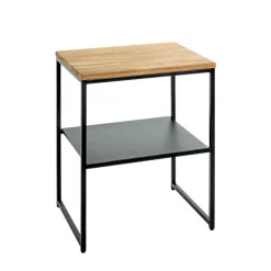 Table d'appoint à deux niveaux chène et métal