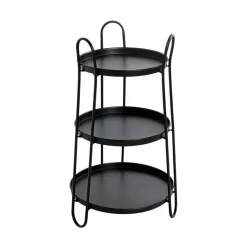 Table d'appoint 3 plateaux métal laqué noir
