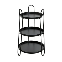 Table d'appoint 3 plateaux métal laqué noir