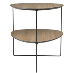Table d'appoint 2 plateaux ovoïdes couleur mocha pieds métal JULIA