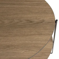 Table d'appoint 2 plateaux ovoïdes couleur mocha pieds métal JULIA