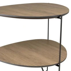 Table d'appoint 2 plateaux ovoïdes couleur mocha pieds métal JULIA