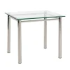 Table d'appoint acier chromé poli plateau en verre trempé