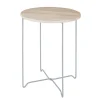 table d'appoint acier et effet chêne clair