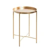 Table d'appoint acier laqué doré et plateau en métal laqué doré