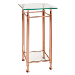 Table d'appoint acier plateau verre transparent grand modèle