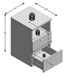 Table d'appoint avec 2 tiroirs COLIMA 1 naturel