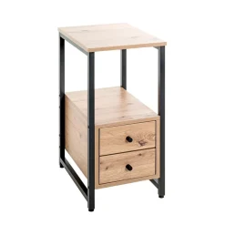 Table d'appoint avec deux tiroirs métal et bois