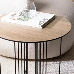 Table d'appoint biseautée mocha pieds graphiques métal JULIA