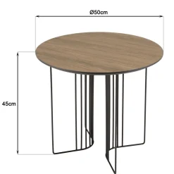 Table d'appoint biseautée mocha pieds graphiques métal JULIA