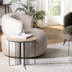 Table d'appoint biseautée mocha pieds graphiques métal JULIA