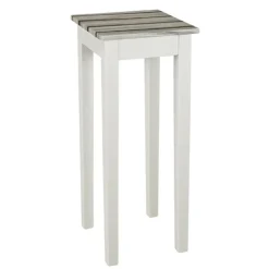 Table d'appoint blanc plateau en décor pin H76cm