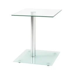 Table d'appoint blanche double plateau verre trempé