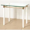 Table d'appoint blanche plateau verre trempé 10 mm