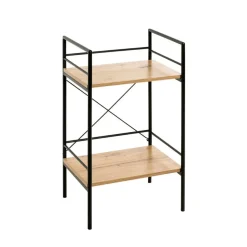 table d'appoint chêne et métal laqué noir