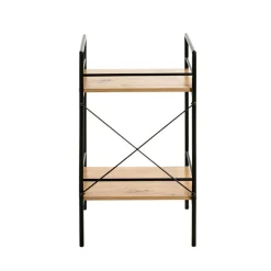 table d'appoint chêne et métal laqué noir