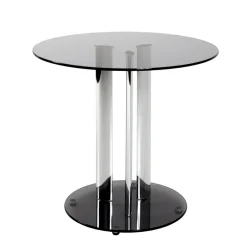 Table d'appoint chromé et plateau en verre trempé gris