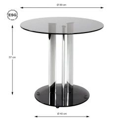 Table d'appoint chromé et plateau en verre trempé gris
