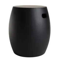 Table d'appoint de jardin ronde béton 43x43 cm noir