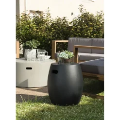 Table d'appoint de jardin ronde béton 43x43 cm noir