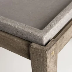 Table d'appoint de jardin carrée béton 53x53 cm et pieds en bois Acacia
