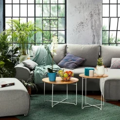 Table d'appoint design 'TSUNAMI' blanc en bois et métal