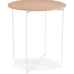 Table d'appoint design 'TSUNAMI' blanc en bois et métal