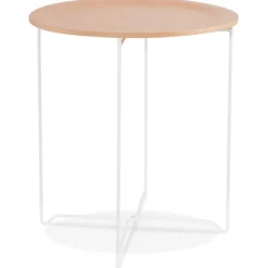 Table d'appoint design 'TSUNAMI' blanc en bois et métal