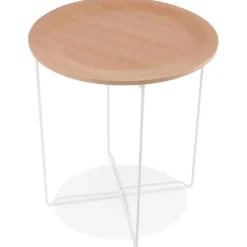 Table d'appoint design 'TSUNAMI' blanc en bois et métal