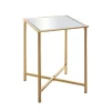 Table d'appoint Dorée en Métal laqué et plateau en miroir
