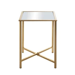 Table d'appoint Dorée en Métal laqué et plateau en miroir