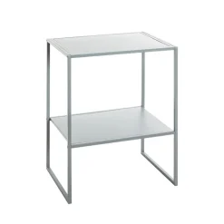 Table d'appoint double plateau métal gris