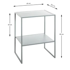 Table d'appoint double plateau métal gris