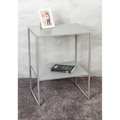 Table d'appoint double plateau métal gris