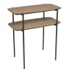 Table d'appoint double plateau couleur mocha pieds métal noir JULIA