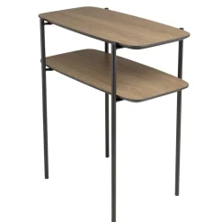 Table d'appoint double plateau couleur mocha pieds métal noir JULIA