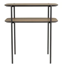 Table d'appoint double plateau couleur mocha pieds métal noir JULIA