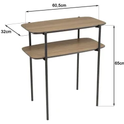 Table d'appoint double plateau couleur mocha pieds métal noir JULIA