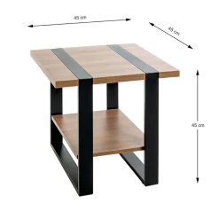 Table d'appoint double plateau en décor chène