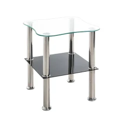 Table d'appoint double plateau en verre